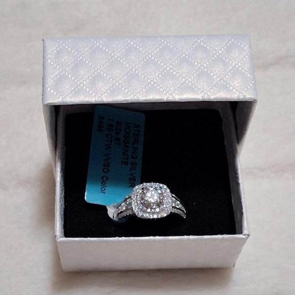 Moissanite Jewelry - Moissanite Diamond Ring Set In 925 Sterling Silver Size 7